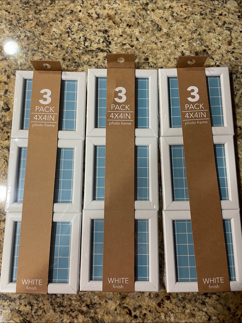 3-Pack 4x4in White Photo Frames - Set of 3